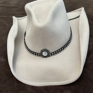 Off White Cowboy Hat with Beaded Band